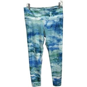 Inner Fire Blue Watercolor Tie Dye Yoga Leggings 7/8 length size Large 10